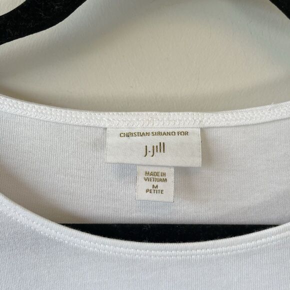 J Jill x Christian Siriano Mixed Media Top White Curved Hi Low Hem Petite Medium - Picture 8 of 10
